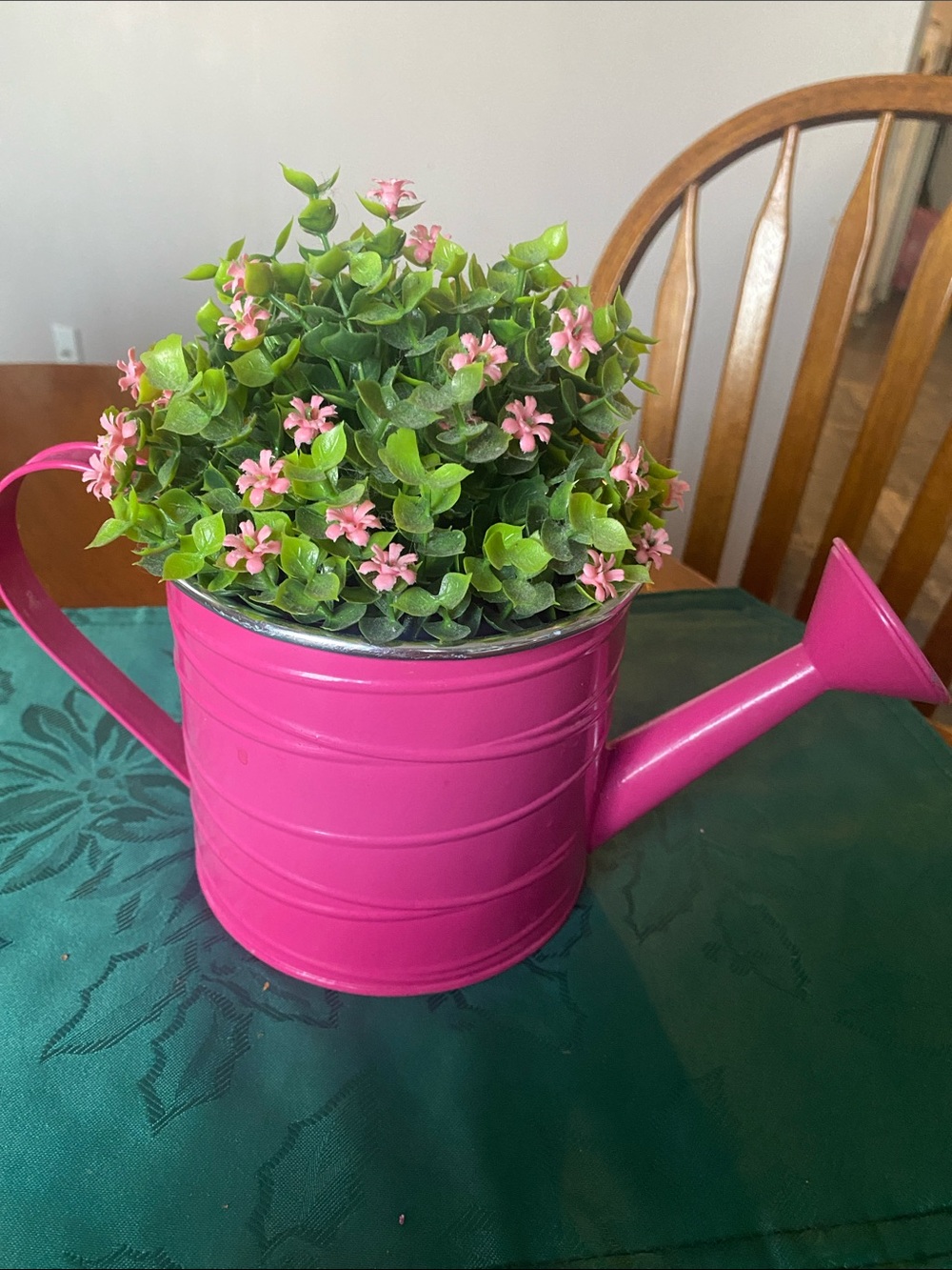 Pink Metal Watering Can Planter - Decorative Home Accent